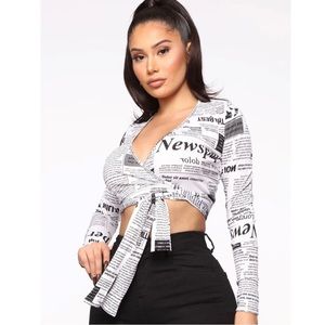 FashionNova Newspaper Print Top